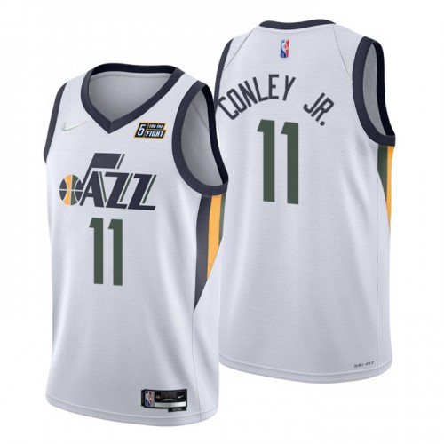 Nike Utah Jazz #11 Mike Conley Jr. White Mens 2021-22 NBA 75th Anniversary Diamond Swingman Jersey – Association Edition Mens Nike Utah Jazz #11 Mike Conley Jr. White Mens 2021-22 NBA 75th Anniversary Diamond Swingman Jersey – Association Edition Mens