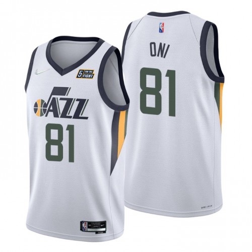 Nike Utah Jazz #81 Miye Oni White Mens 2021-22 NBA 75th Anniversary Diamond Swingman Jersey – Association Edition Mens Nike Utah Jazz #81 Miye Oni White Mens 2021-22 NBA 75th Anniversary Diamond Swingman Jersey – Association Edition Mens