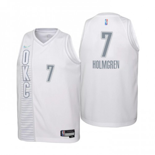 Oklahoma City Oklahoma City Thunder #7 Chet Holmgren Youth Nike White 2021/22 Swingman Jersey – City Edition Youth Oklahoma City Oklahoma City Thunder #7 Chet Holmgren Youth Nike White 2021/22 Swingman Jersey – City Edition Youth