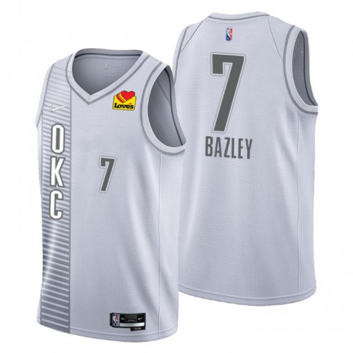Oklahoma City Oklahoma City Thunder #7 Darius Bazley Mens Nike Gray 2021/22 Swingman NBA Jersey – City Edition Mens Oklahoma City Oklahoma City Thunder #7 Darius Bazley Mens Nike Gray 2021/22 Swingman NBA Jersey – City Edition Mens