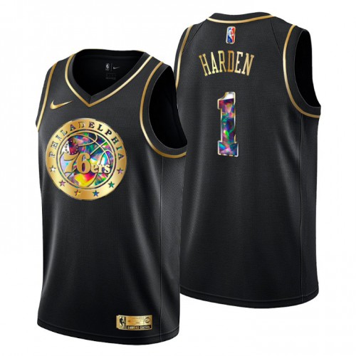Philadelphia Philadelphia 76ers #1 James Harden Mens Golden Edition Diamond Logo 2021/22 Swingman Jersey – Black Mens Philadelphia Philadelphia 76ers #1 James Harden Mens Golden Edition Diamond Logo 2021/22 Swingman Jersey – Black Mens