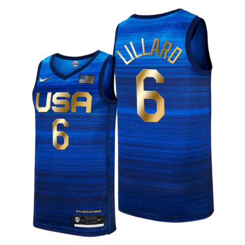 USA Dream Team #6 Damian Lillard 2021 Tokyo Olymipcs Nike Basketball Jersey Blue Mens USA Dream Team #6 Damian Lillard 2021 Tokyo Olymipcs Nike Basketball Jersey Blue Mens