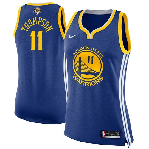 Nike Golden State Warriors #11 Klay Thompson Blue Womens 2022 NBA Finals Swingman Icon Edition Jersey Womens Nike Golden State Warriors #11 Klay Thompson Blue Womens 2022 NBA Finals Swingman Icon Edition Jersey Womens