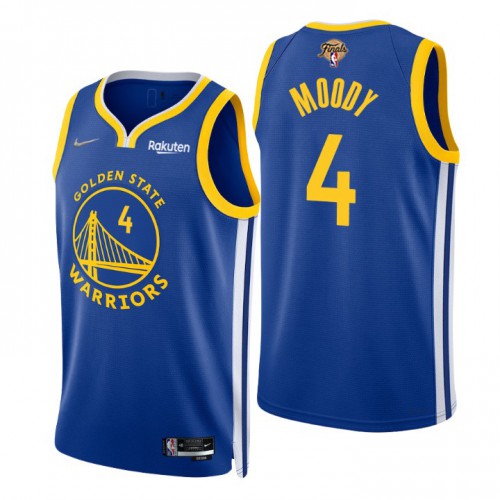 Nike Golden State Warriors #4 Moses Moody Royal Youth 2022 NBA Finals Icon Edition 75th Anniversary Diamond Swingman Jersey Youth Nike Golden State Warriors #4 Moses Moody Royal Youth 2022 NBA Finals Icon Edition 75th Anniversary Diamond Swingman Jersey Youth