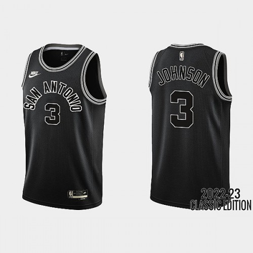 San Antonio San Antonio Spurs #3 Keldon Johnson Black Mens Nike NBA 2022-23 Classic Edition Jersey Mens San Antonio San Antonio Spurs #3 Keldon Johnson Black Mens Nike NBA 2022-23 Classic Edition Jersey Mens