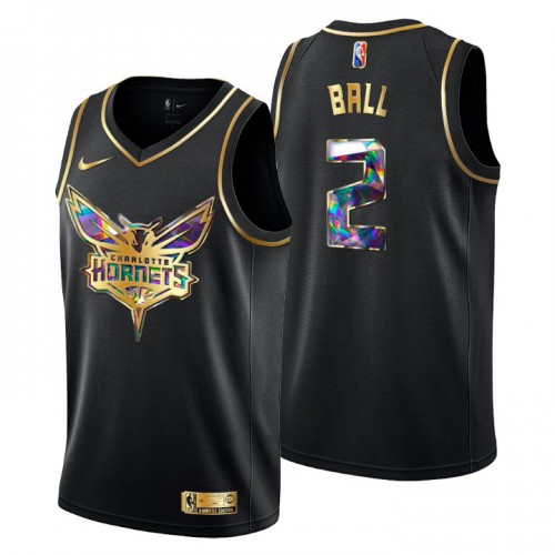 Charlotte Charlotte Hornets #2 Lamelo Ball Mens Golden Edition Diamond Logo 2021/22 Swingman Jersey – Black Mens Charlotte Charlotte Hornets #2 Lamelo Ball Mens Golden Edition Diamond Logo 2021/22 Swingman Jersey – Black Mens