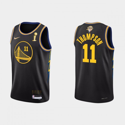 Golden State Golden State Warriors #11 Klay Thompson Mens Nike Black 2021-22 NBA Finals Champions Swingman Jersey Mens Golden State Golden State Warriors #11 Klay Thompson Mens Nike Black 2021-22 NBA Finals Champions Swingman Jersey Mens