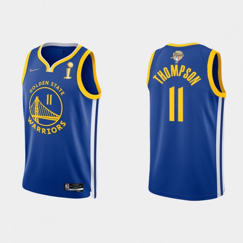 Golden State Golden State Warriors #11 Klay Thompson Mens Nike Blue 2021-22 NBA Finals Champions Swingman Jersey Mens Golden State Golden State Warriors #11 Klay Thompson Mens Nike Blue 2021-22 NBA Finals Champions Swingman Jersey Mens