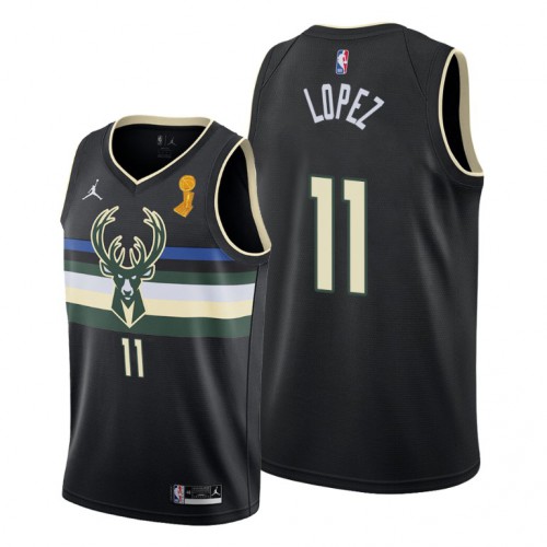 Milwaukee Milwaukee Bucks #11 Brook Lopez 2021 NBA Finals Champions Swingman Statement Edition Jersey Black Mens Milwaukee Milwaukee Bucks #11 Brook Lopez 2021 NBA Finals Champions Swingman Statement Edition Jersey Black Mens