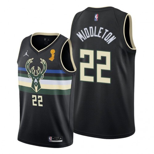 Milwaukee Milwaukee Bucks #22 Khris Middleton Youth 2021 NBA Finals Champions Swingman Statement Edition Jersey Black Youth Milwaukee Milwaukee Bucks #22 Khris Middleton Youth 2021 NBA Finals Champions Swingman Statement Edition Jersey Black Youth