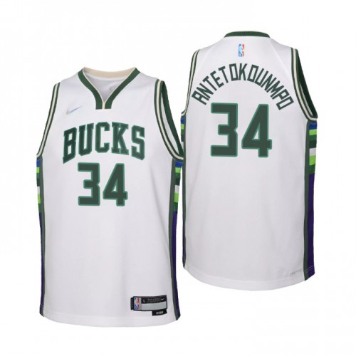 Milwaukee Milwaukee Bucks #34 Giannis Antetokounmpo Youth Nike White 2021/22 Swingman Jersey – City Edition Youth Milwaukee Milwaukee Bucks #34 Giannis Antetokounmpo Youth Nike White 2021/22 Swingman Jersey – City Edition Youth