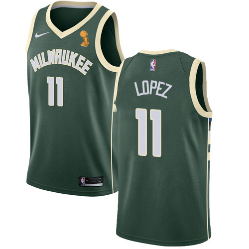 Nike Milwaukee Bucks #11 Brook Lopez 2021 NBA Finals Champions Swingman Icon Edition Jersey Green Mens Nike Milwaukee Bucks #11 Brook Lopez 2021 NBA Finals Champions Swingman Icon Edition Jersey Green Mens