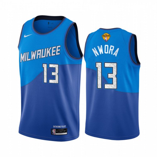 Nike Milwaukee Bucks #13 Jordan Nwora Youth 2021 NBA Finals Bound City Edition Jersey Blue Youth Nike Milwaukee Bucks #13 Jordan Nwora Youth 2021 NBA Finals Bound City Edition Jersey Blue Youth