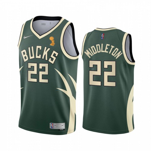 Nike Milwaukee Bucks #22 Khris Middleton Womens 2021 NBA Finals Champions Swingman Earned Edition Jersey Green Womens Nike Milwaukee Bucks #22 Khris Middleton Womens 2021 NBA Finals Champions Swingman Earned Edition Jersey Green Womens