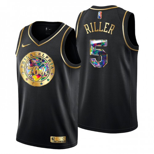 Philadelphia Philadelphia 76ers #5 Grant Riller Mens Golden Edition Diamond Logo 2021/22 Swingman Jersey – Black Mens Philadelphia Philadelphia 76ers #5 Grant Riller Mens Golden Edition Diamond Logo 2021/22 Swingman Jersey – Black Mens