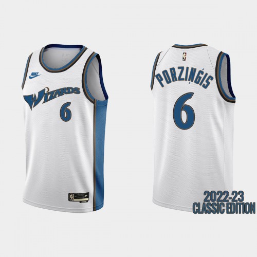 Washington Washington Wizards #6 Kristaps Porzingis White Mens Nike NBA 2022-23 Classic Edition Jersey Mens Washington Washington Wizards #6 Kristaps Porzingis White Mens Nike NBA 2022-23 Classic Edition Jersey Mens