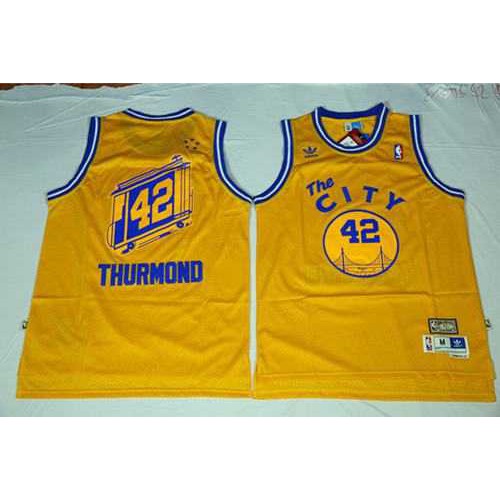 Golden State Warriors #42 Nate Thurmond Gold Throwback The City Stitched NBA Jersey Golden State Warriors #42 Nate Thurmond Gold Throwback The City Stitched NBA Jersey
