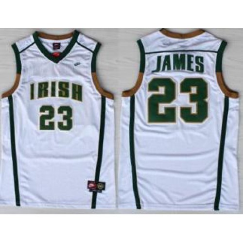 Irish High School 23 Lebron James White Baskteball Jerseys Cheap Irish High School 23 Lebron James White Baskteball Jerseys Cheap