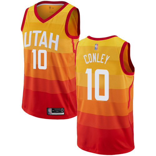 Jazz #10 Mike Conley Orange Basketball Swingman City Edition Jersey Jazz #10 Mike Conley Orange Basketball Swingman City Edition Jersey