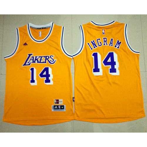 Los Angeles Lakers #14 Brandon Ingram Gold Throwback Stitched NBA Jersey Los Angeles Lakers #14 Brandon Ingram Gold Throwback Stitched NBA Jersey