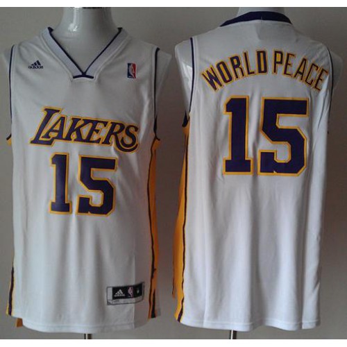 Los Angeles Lakers #15 Metta World Peace White Revolution 30 Swingman NBA Jerseys Cheap Los Angeles Lakers #15 Metta World Peace White Revolution 30 Swingman NBA Jerseys Cheap