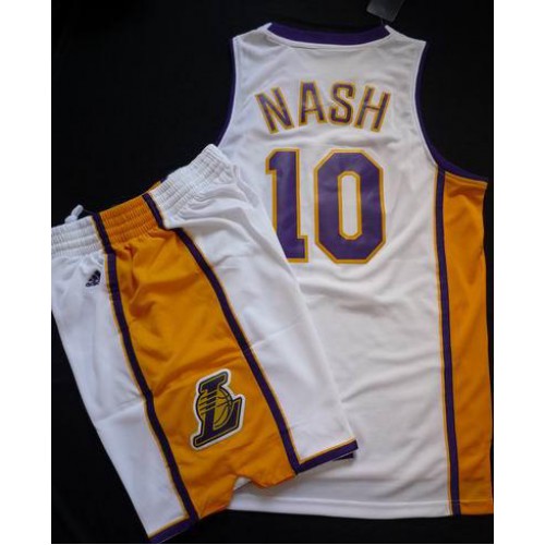Los Angeles Lakers 10 Steve Nash White Revolution 30 Swingman NBA Jersey & Shorts Suit Cheap Los Angeles Lakers 10 Steve Nash White Revolution 30 Swingman NBA Jersey & Shorts Suit Cheap