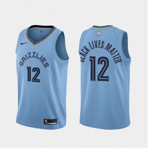Memphis Grizzlies #12 Ja Morant BLM Jersey Blue Memphis Grizzlies #12 Ja Morant BLM Jersey Blue