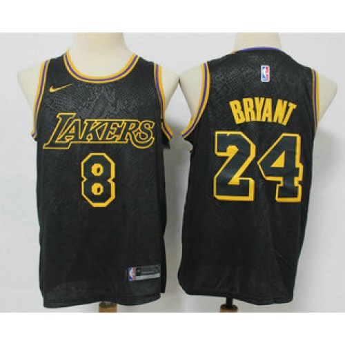 Mens Los Angeles Lakers ##8 #24 Kobe Bryant Black 2020 Nike City Edition Stitched Jersey Mens Los Angeles Lakers ##8 #24 Kobe Bryant Black 2020 Nike City Edition Stitched Jersey