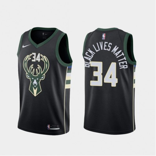 Milwaukee Bucks #34 Giannis Antetokounmpo BLM Jersey Black Milwaukee Bucks #34 Giannis Antetokounmpo BLM Jersey Black