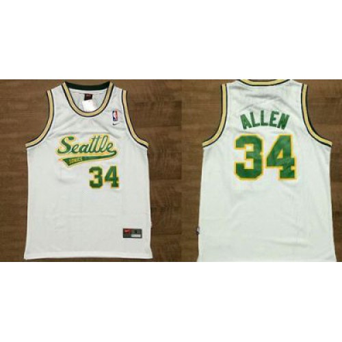 Oklahoma City Thunder #34 Ray Allen White Throwback Stitched NBA Jersey Oklahoma City Thunder #34 Ray Allen White Throwback Stitched NBA Jersey