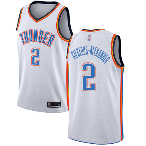 Thunder #2 Shai Gilgeous-Alexander White Basketball Swingman Association Edition Jersey Thunder #2 Shai Gilgeous-Alexander White Basketball Swingman Association Edition Jersey