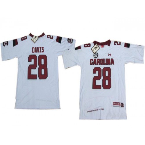 Under Armour South Carolina 28 Davis White New Style Jersey with New SEC Patch Under Armour South Carolina 28 Davis White New Style Jersey with New SEC Patch