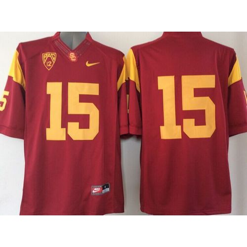 USC Trojans #15 Red PAC-12 C Patch Stitched NCAA Jersey USC Trojans #15 Red PAC-12 C Patch Stitched NCAA Jersey