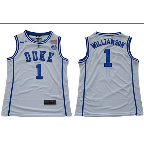 Blue Devils #1 Zion Williamson White Basketball Stitched College Jersey Blue Devils #1 Zion Williamson White Basketball Stitched College Jersey