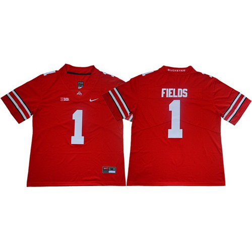 Buckeyes #1 Justin Fields Red Limited Stitched NCAA Jersey Buckeyes #1 Justin Fields Red Limited Stitched NCAA Jersey
