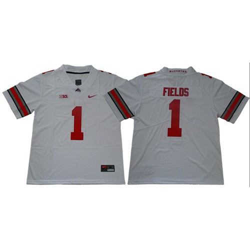 Buckeyes #1 Justin Fields White Limited Stitched NCAA Jersey Buckeyes #1 Justin Fields White Limited Stitched NCAA Jersey
