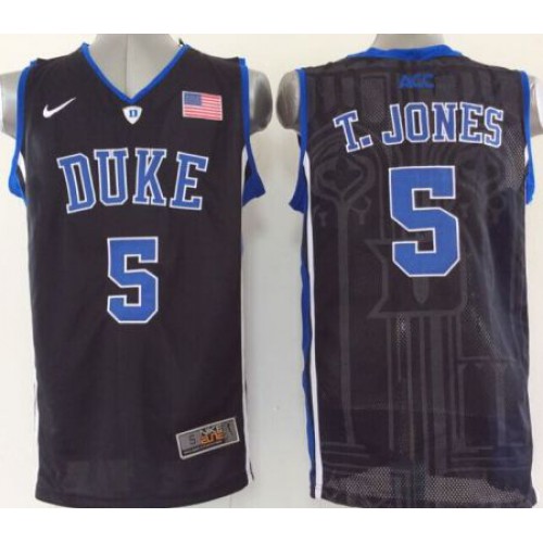 Duke Blue Devils #5 Tyus Jones Black Basketball Stitched NCAA Jersey Duke Blue Devils #5 Tyus Jones Black Basketball Stitched NCAA Jersey