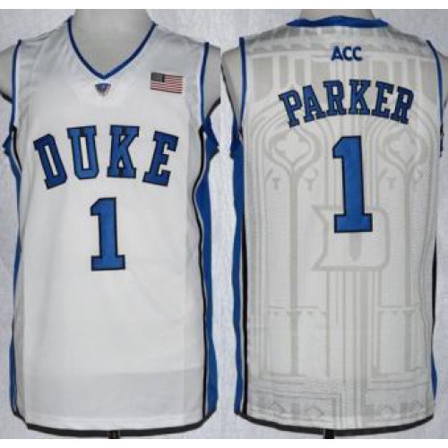 Duke Blue Devils 1 Jabari Parker White NCAA Authentic Basketball Performance Jersey Duke Blue Devils 1 Jabari Parker White NCAA Authentic Basketball Performance Jersey