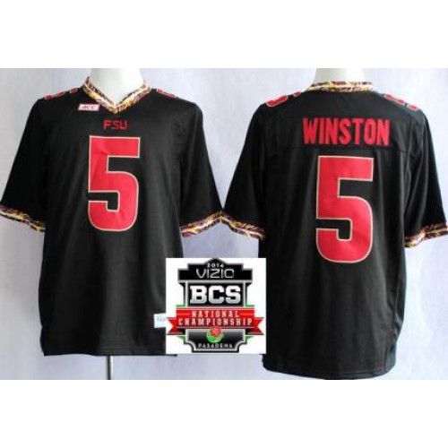 Florida State Seminoles (FSU) 5 Jameis Winston Black College Football NCAA Jerseys 2014 Vizio BCS National Championship Game Patch Florida State Seminoles (FSU) 5 Jameis Winston Black College Football NCAA Jerseys 2014 Vizio BCS National Championship Game Patch
