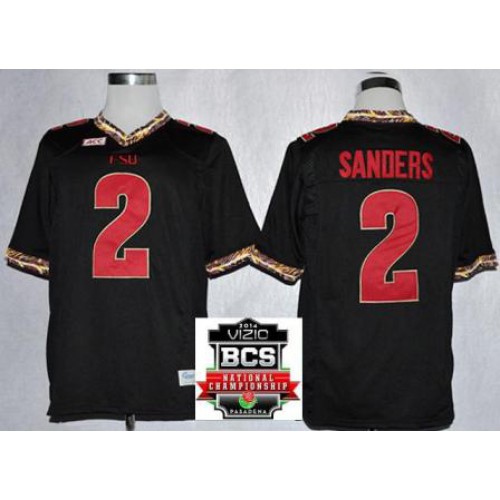 Florida State Seminoles (FSU) 2 Deion Sanders Black College Football NCAA Jerseys 2014 Vizio BCS National Championship Game Patch Florida State Seminoles (FSU) 2 Deion Sanders Black College Football NCAA Jerseys 2014 Vizio BCS National Championship Game Patch