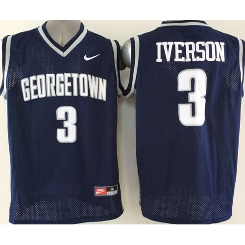 Hoyas #3 Allen Iverson Navy Blue Basketball Stitched NCAA Jersey Hoyas #3 Allen Iverson Navy Blue Basketball Stitched NCAA Jersey