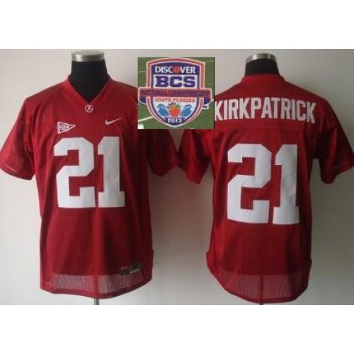 2013 BCS National Championship Alabama Crimson #21 Kirkpatrick Red NCAA Football Jersey 2013 BCS National Championship Alabama Crimson #21 Kirkpatrick Red NCAA Football Jersey