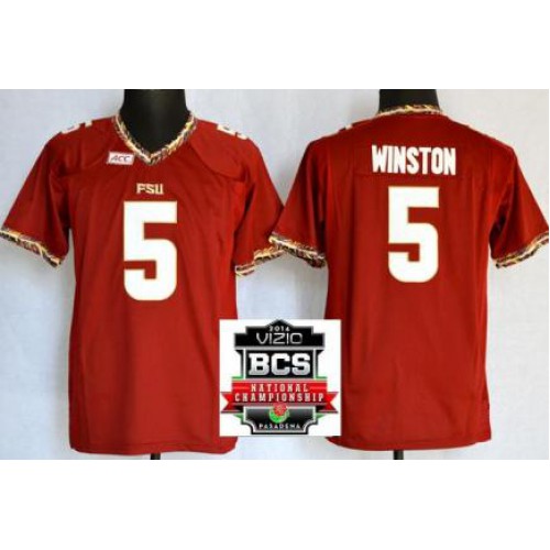 Kids Florida State Seminoles (FSU) 5 Jameis Winston Red College Football NCAA Jerseys 2014 Vizio BCS National Championship Game Patch Kids Florida State Seminoles (FSU) 5 Jameis Winston Red College Football NCAA Jerseys 2014 Vizio BCS National Championship Game Patch