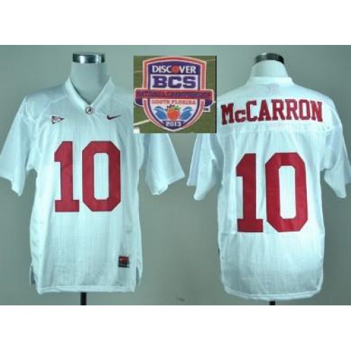 2013 BCS National Championship Alabama Crimson 10 McCarron White NCAA Football Jersey 2013 BCS National Championship Alabama Crimson 10 McCarron White NCAA Football Jersey
