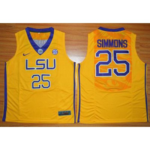 LSU Tigers #25 Ben Simmons Gold Basketball Stitched NCAA Jersey LSU Tigers #25 Ben Simmons Gold Basketball Stitched NCAA Jersey