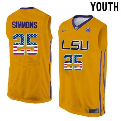 LSU Tigers #25 Ben Simmons Gold Youth College Basketball Jersey LSU Tigers #25 Ben Simmons Gold Youth College Basketball Jersey