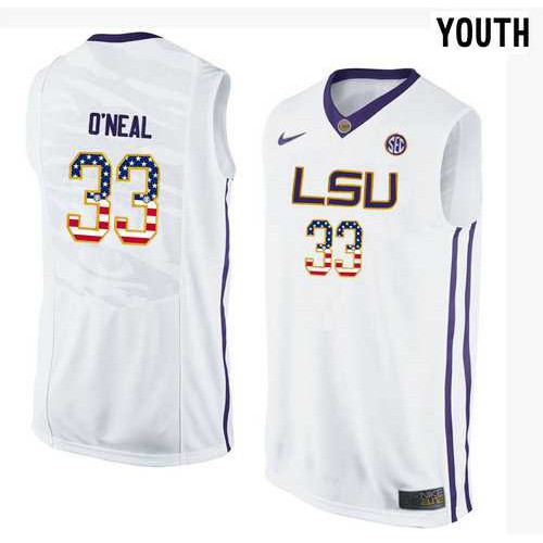 LSU Tigers #33 Shaquille ONeal White Youth College Basketball Jersey LSU Tigers #33 Shaquille ONeal White Youth College Basketball Jersey