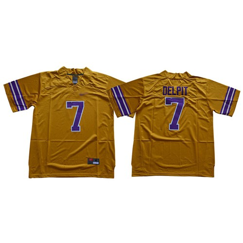 LSU Tigers #7 Grant Delpit Gridiron Gold Limited Legend Stitched College Jersey LSU Tigers #7 Grant Delpit Gridiron Gold Limited Legend Stitched College Jersey