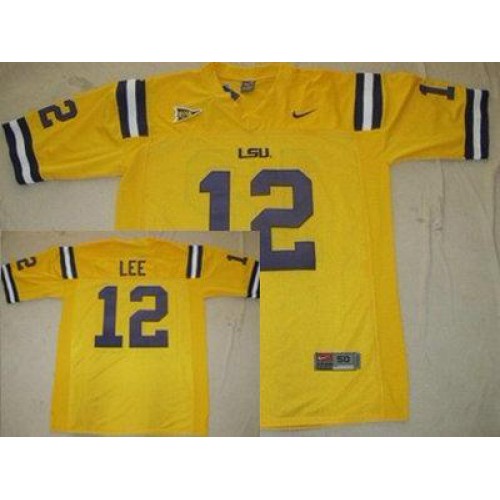 LSU Tigers 12 Jarrett Lee Yellow College Football Jersey LSU Tigers 12 Jarrett Lee Yellow College Football Jersey