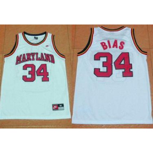 Maryland Terrapins #34 Len Bias White Basketball Stitched NCAA Jersey Maryland Terrapins #34 Len Bias White Basketball Stitched NCAA Jersey